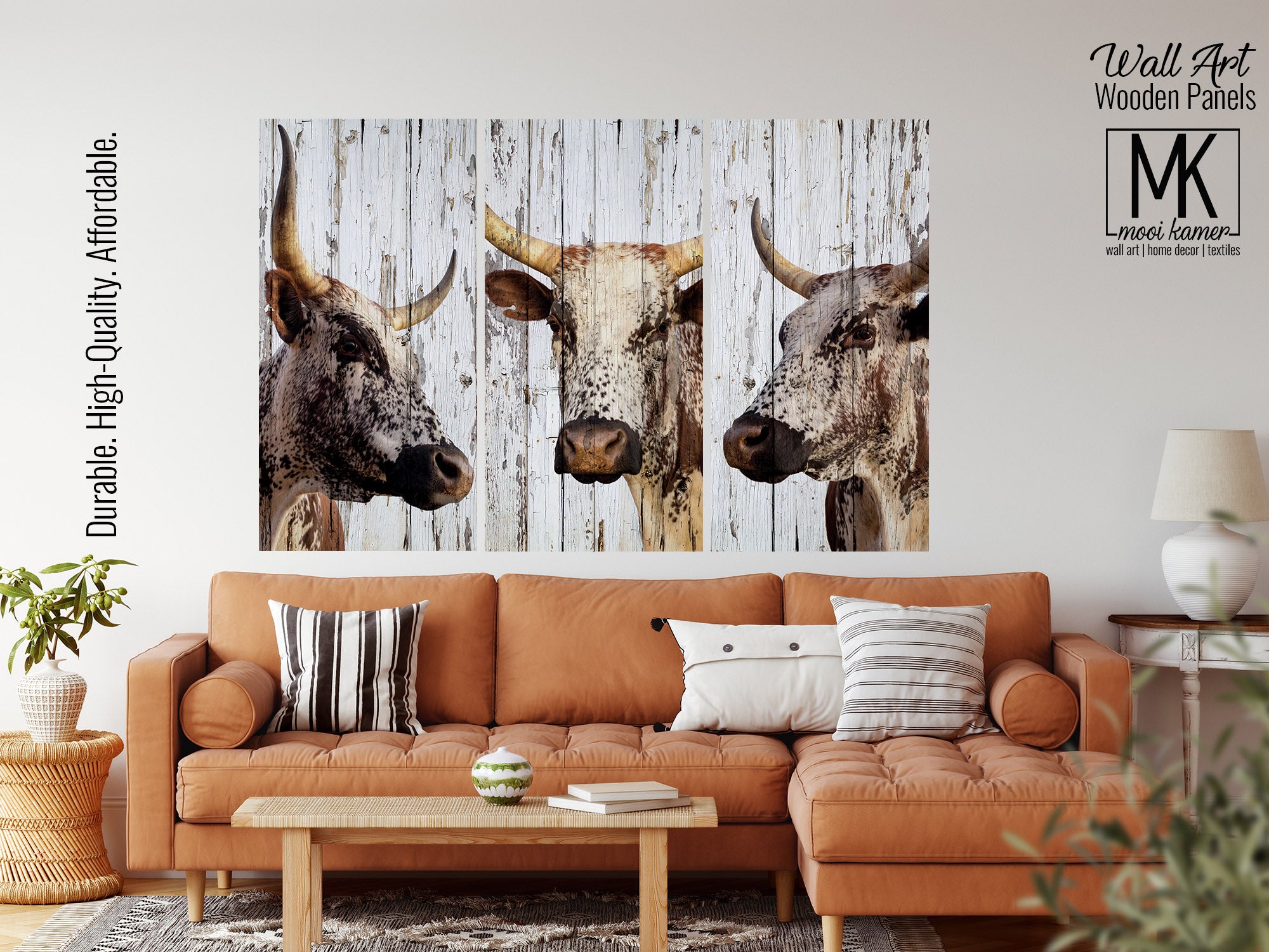 Wooden Wall Art | 3 Set | Animal | Nguni – Mooi Kamer