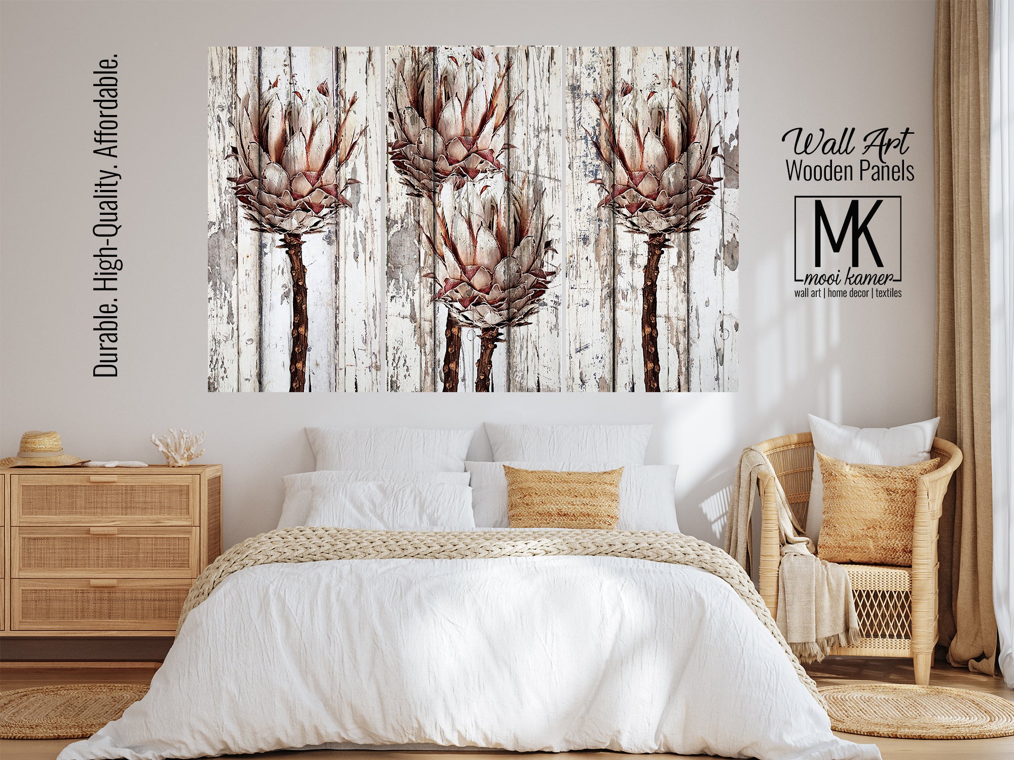 Wooden Wall Art | 3 Set | Floral | Protea – Mooi Kamer