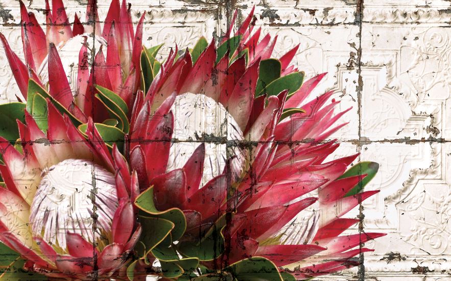 VINTAGE TILE PROTEA RED | VINYL RUG – Mooi Kamer