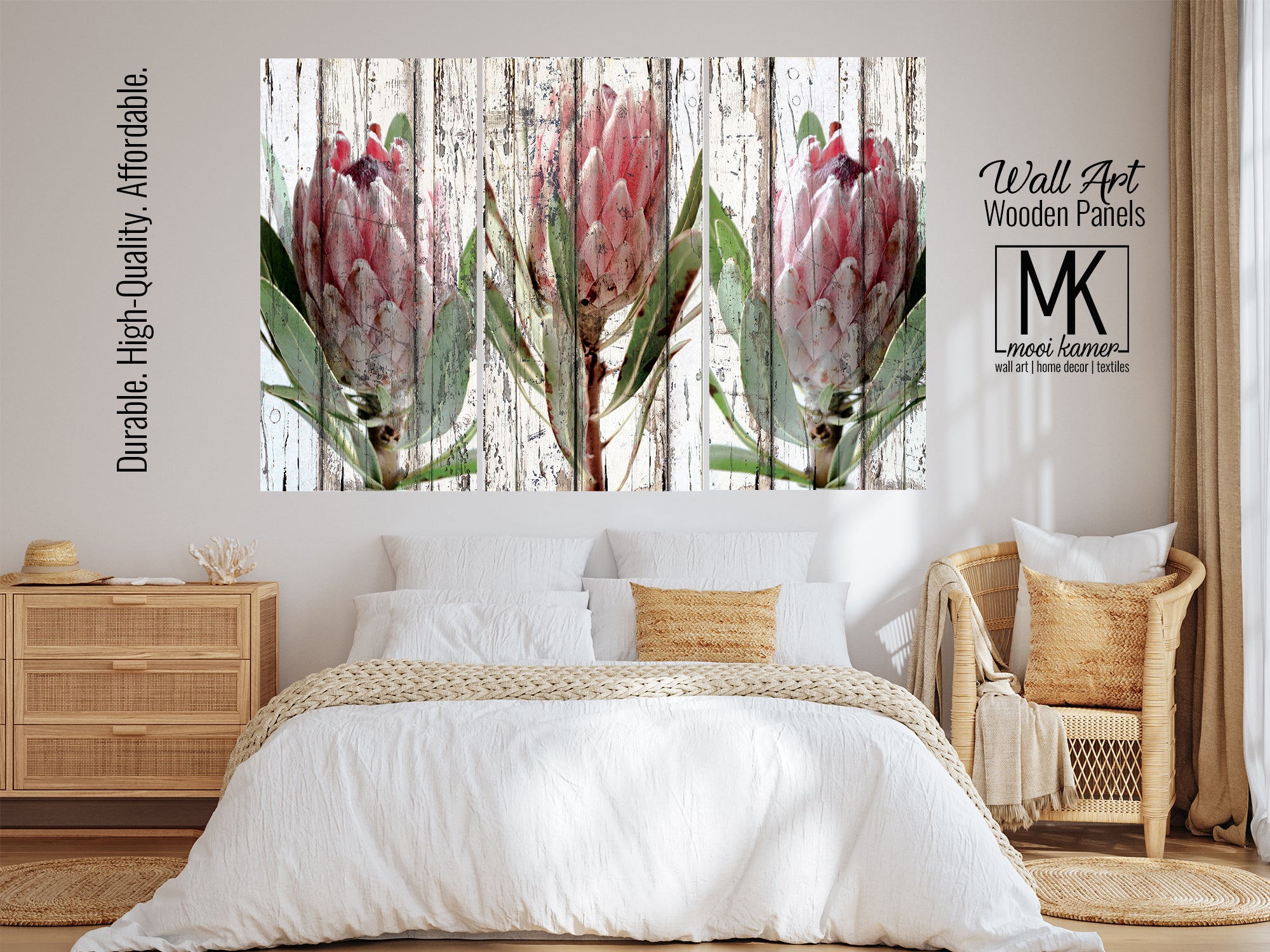 Wooden Wall Art | 3 Set | Floral | Protea – Mooi Kamer