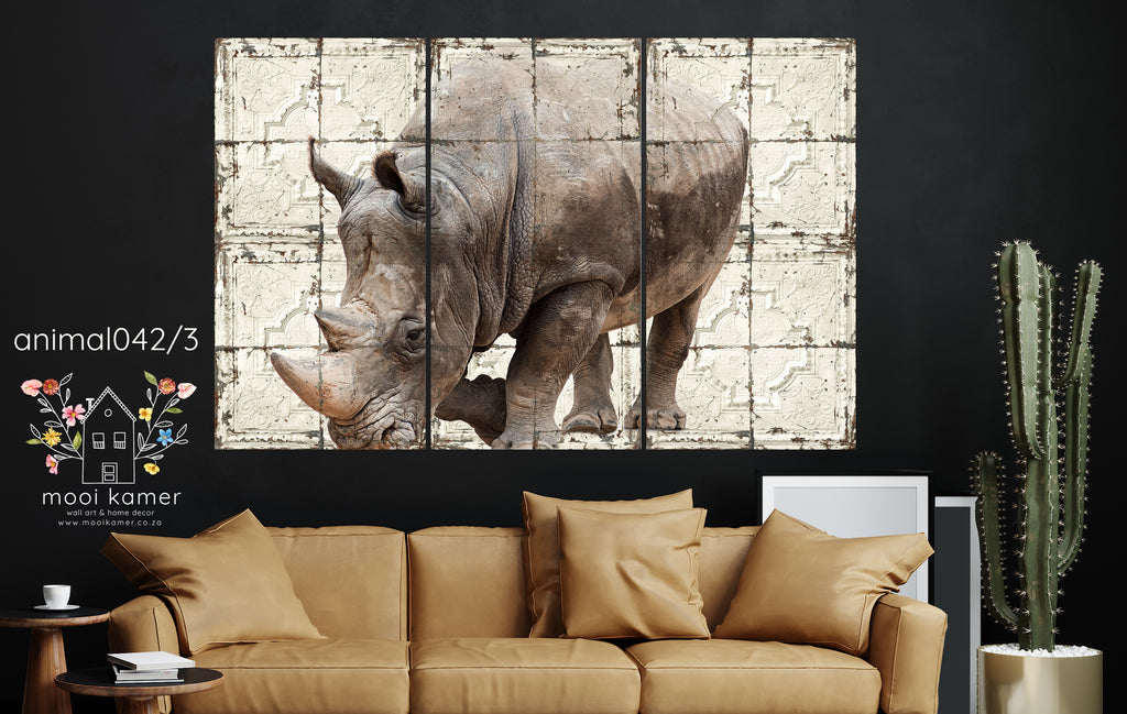 3 Set | Rhinoceros | Vintage Tile
