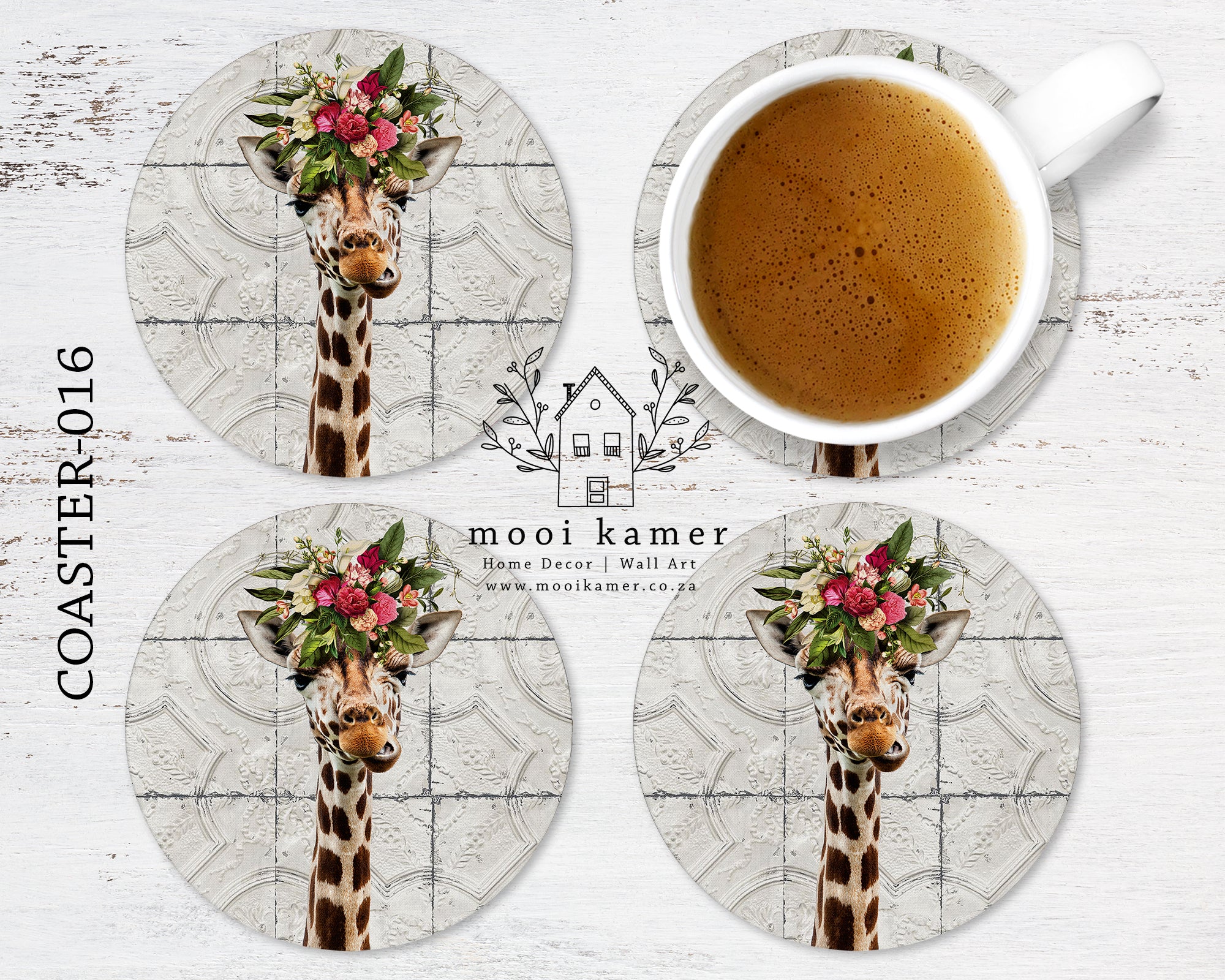 Coasters 4 set | UV Print 3mm MDF | Giraffe